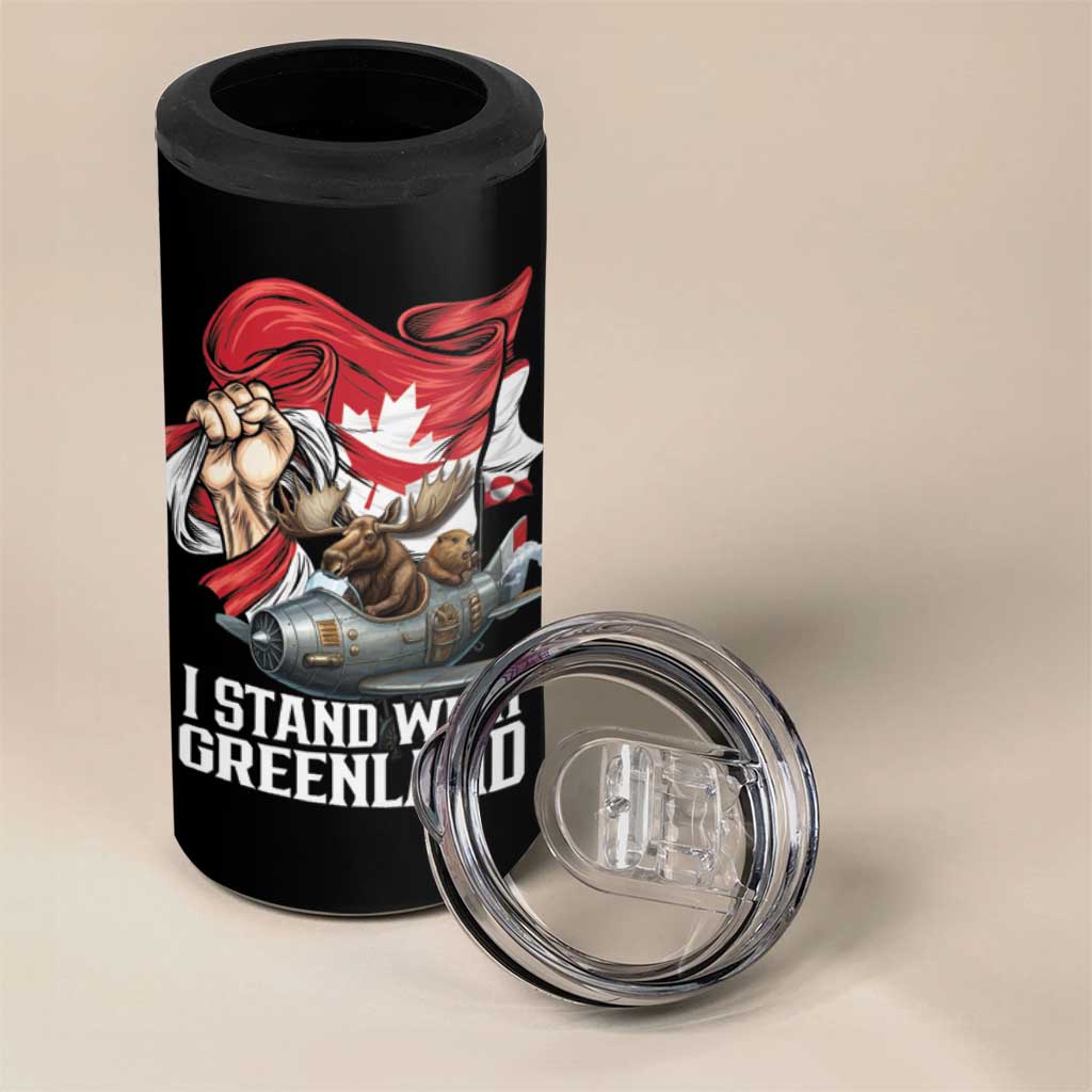 I Stand With Greenland 4 in 1 Can Cooler Tumbler Canadian Greenland Flag