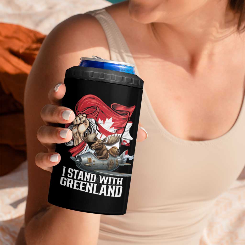 I Stand With Greenland 4 in 1 Can Cooler Tumbler Canadian Greenland Flag