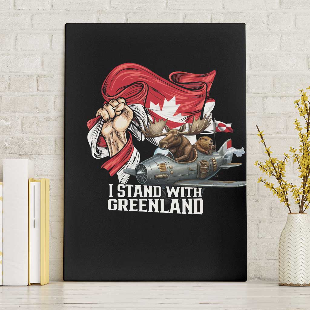 I Stand With Greenland Canvas Wall Art Canadian Greenland Flag