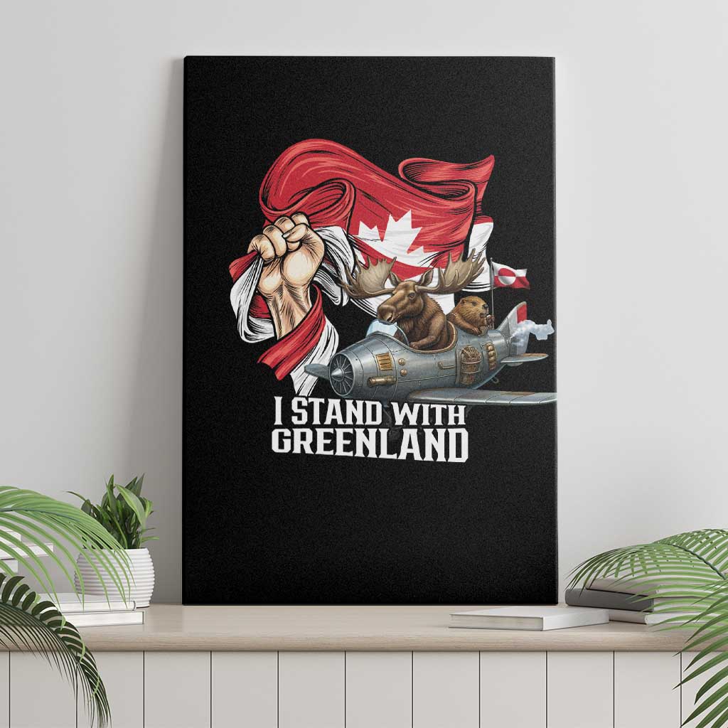 I Stand With Greenland Canvas Wall Art Canadian Greenland Flag