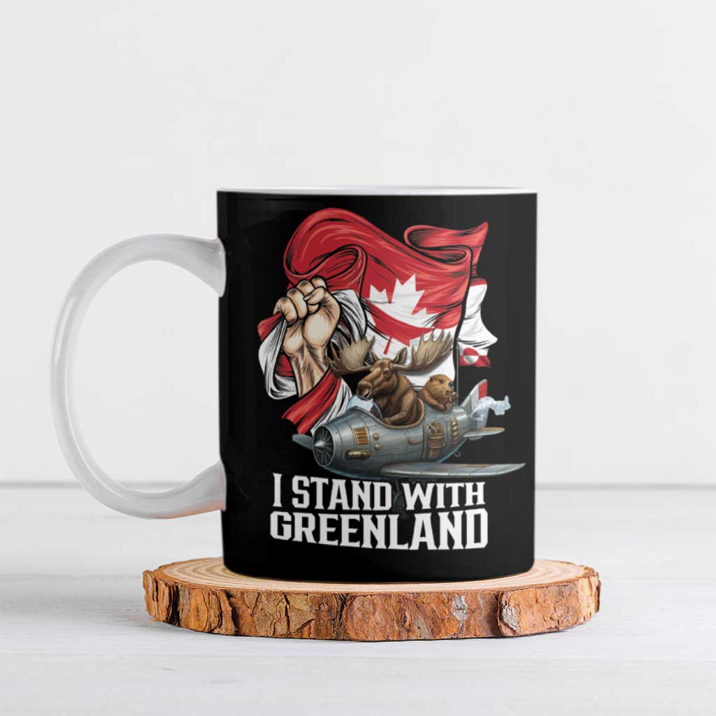 I Stand With Greenland Ceramic Mug Canadian Greenland Flag