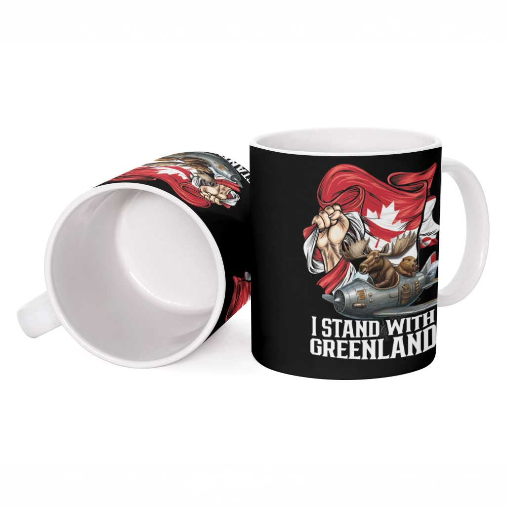I Stand With Greenland Ceramic Mug Canadian Greenland Flag