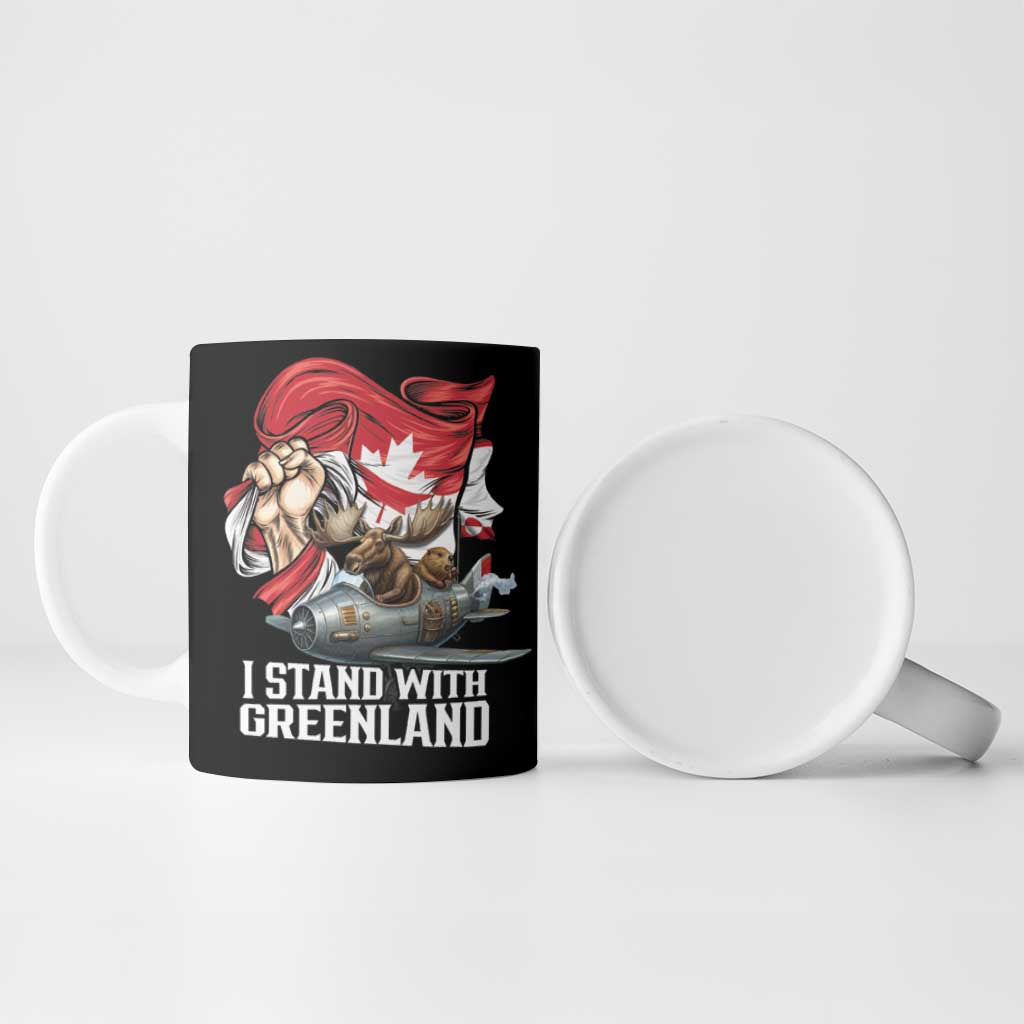 I Stand With Greenland Ceramic Mug Canadian Greenland Flag