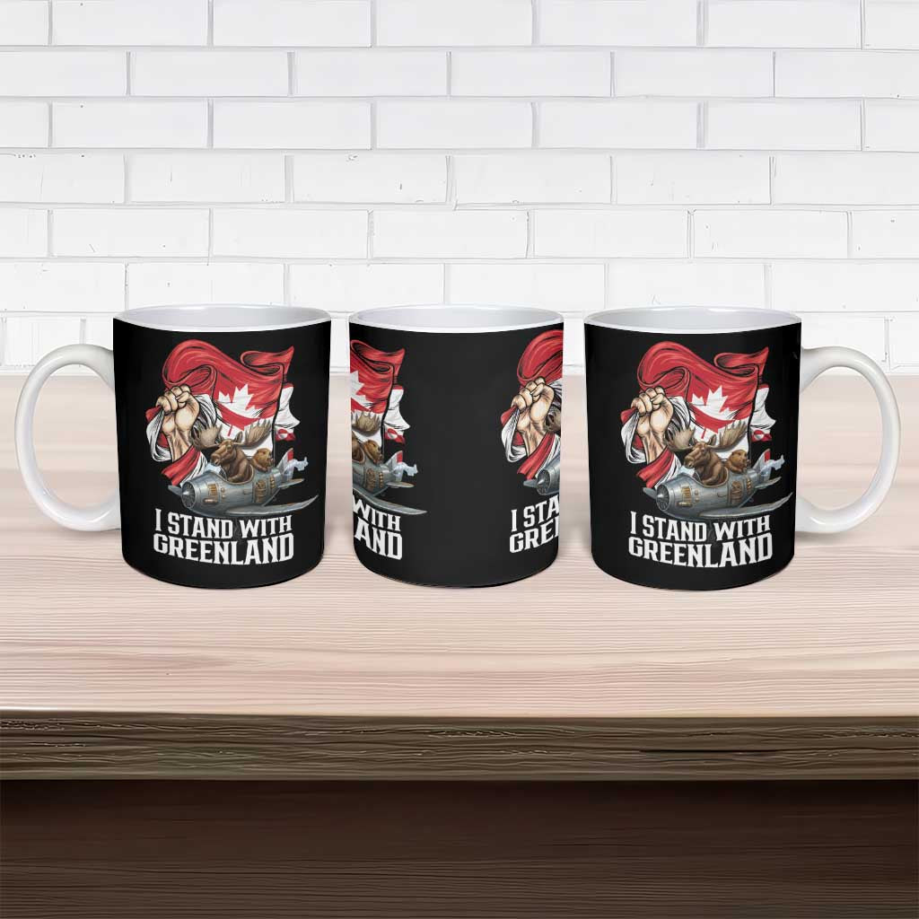 I Stand With Greenland Ceramic Mug Canadian Greenland Flag