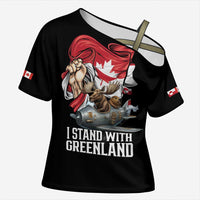 I Stand With Greenland Cross Shoulder Shirt Canadian Greenland Flag