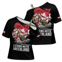 I Stand With Greenland Cross Shoulder Shirt Canadian Greenland Flag