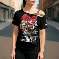 I Stand With Greenland Cross Shoulder Shirt Canadian Greenland Flag