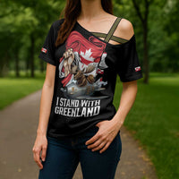 I Stand With Greenland Cross Shoulder Shirt Canadian Greenland Flag