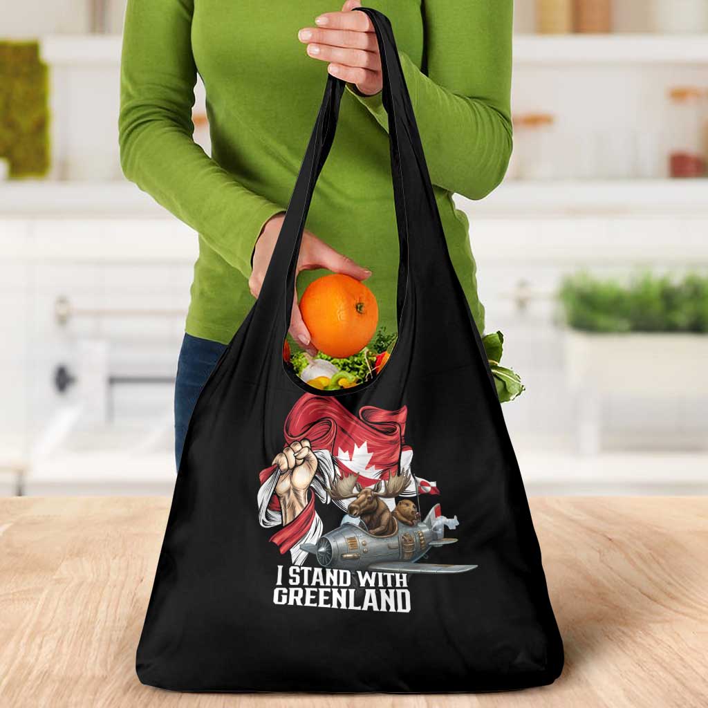 I Stand With Greenland Grocery Bag Canadian Greenland Flag