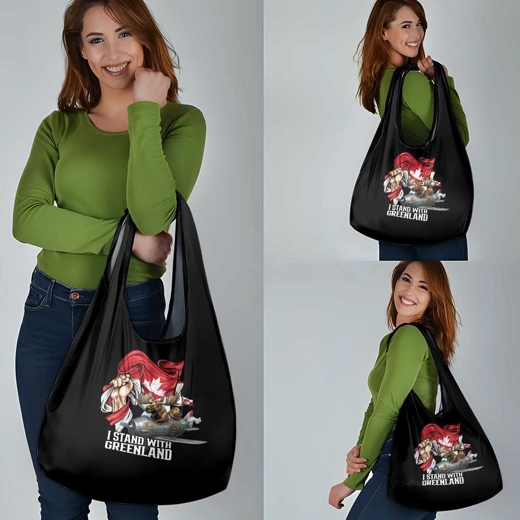 I Stand With Greenland Grocery Bag Canadian Greenland Flag