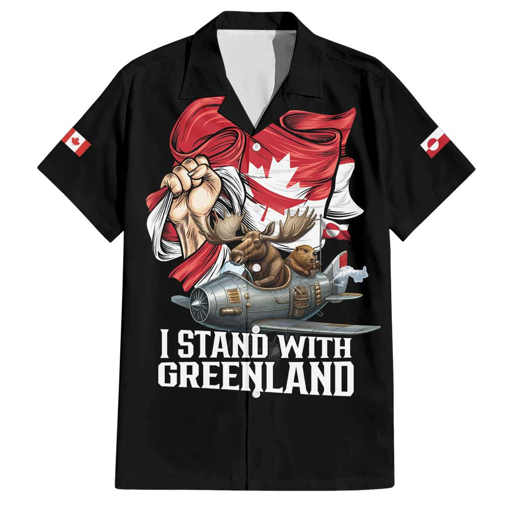 I Stand With Greenland Hawaiian Shirt Canadian Greenland Flag