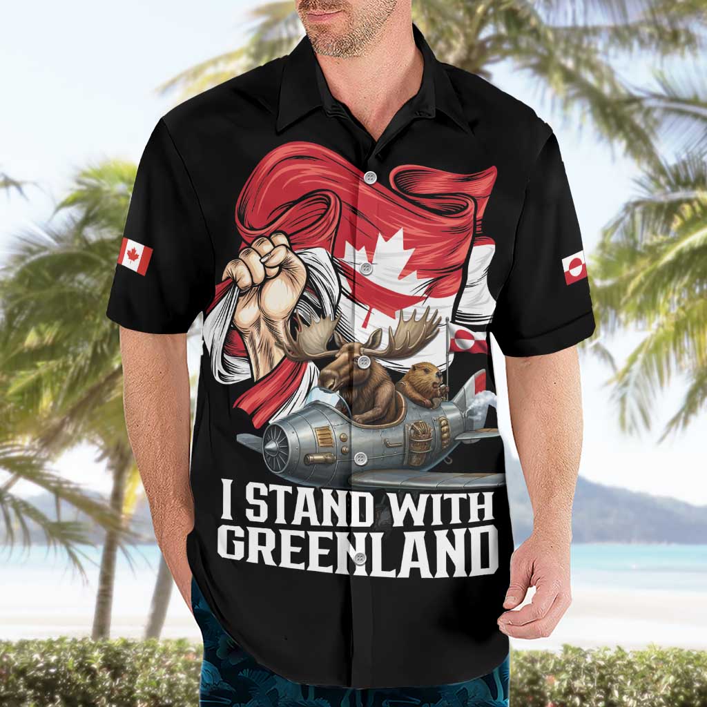 I Stand With Greenland Hawaiian Shirt Canadian Greenland Flag