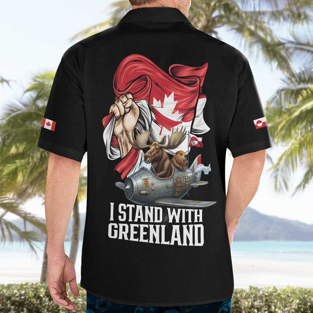I Stand With Greenland Hawaiian Shirt Canadian Greenland Flag