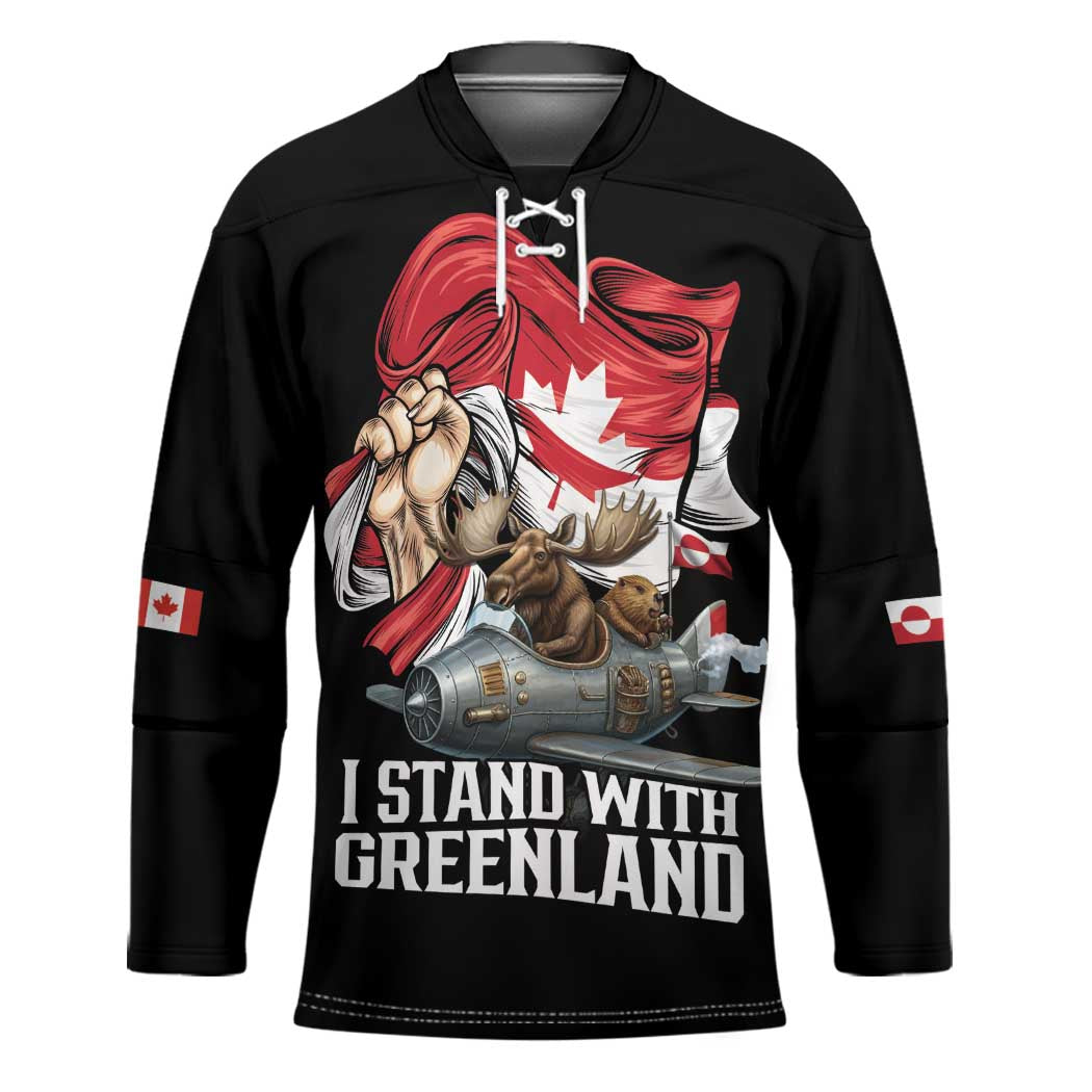 I Stand With Greenland Hockey Jersey Canadian Greenland Flag