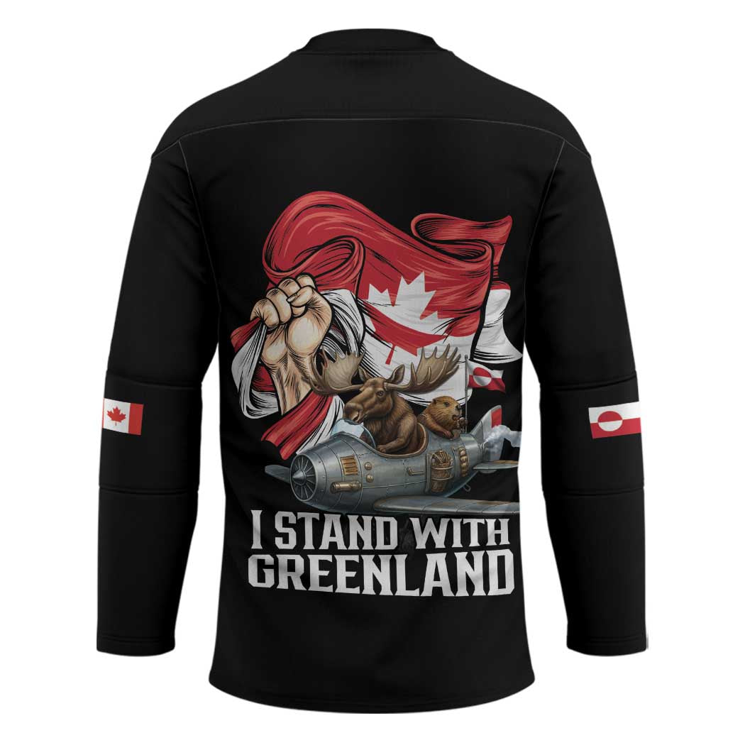 I Stand With Greenland Hockey Jersey Canadian Greenland Flag