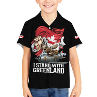 I Stand With Greenland Kid Hawaiian Shirt Canadian Greenland Flag