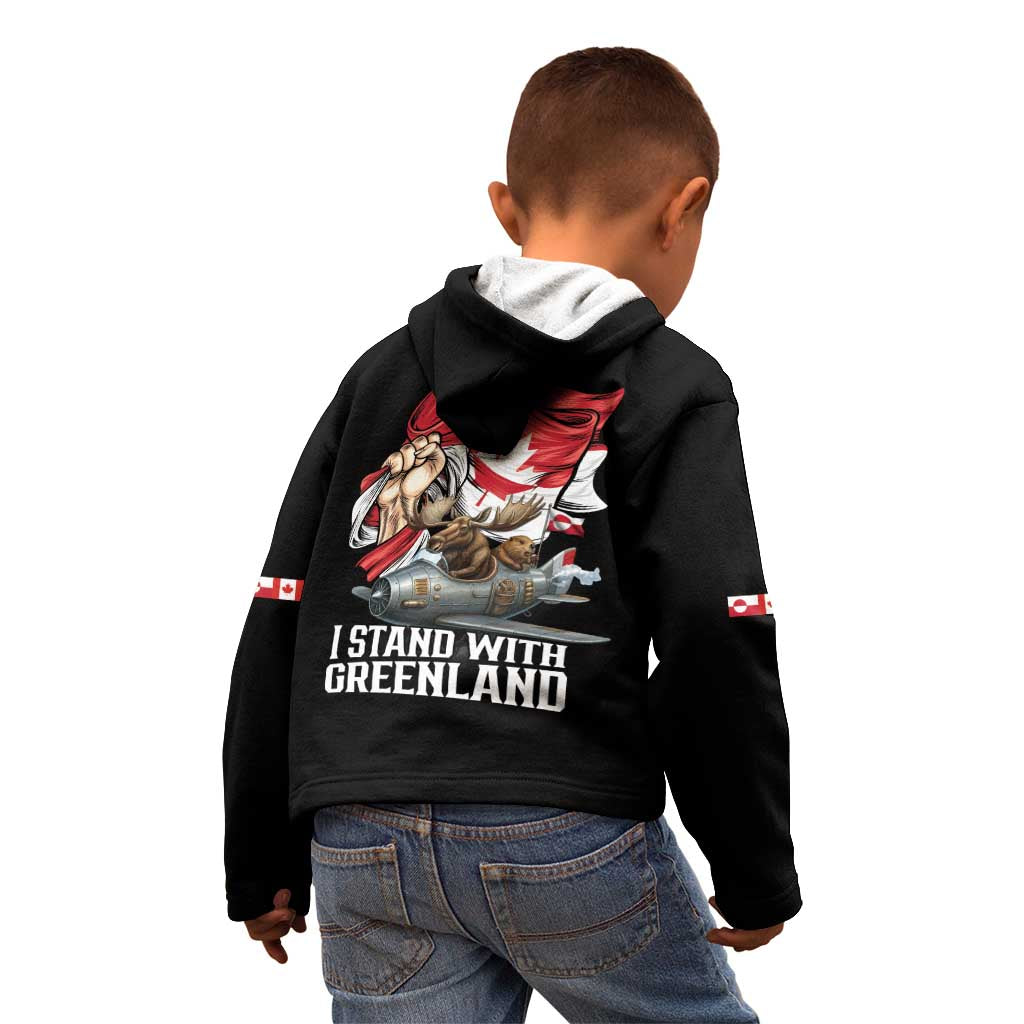 I Stand With Greenland Kid Hoodie Canadian Greenland Flag