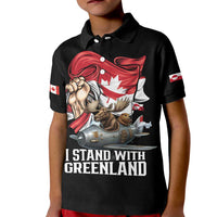 I Stand With Greenland Kid Polo Shirt Canadian Greenland Flag