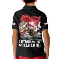 I Stand With Greenland Kid Polo Shirt Canadian Greenland Flag