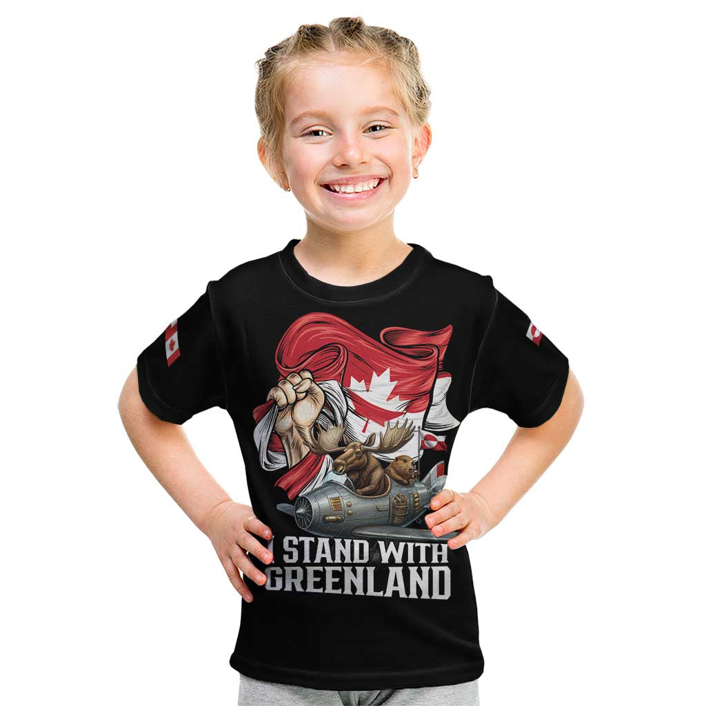 I Stand With Greenland Kid T Shirt Canadian Greenland Flag