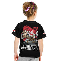 I Stand With Greenland Kid T Shirt Canadian Greenland Flag