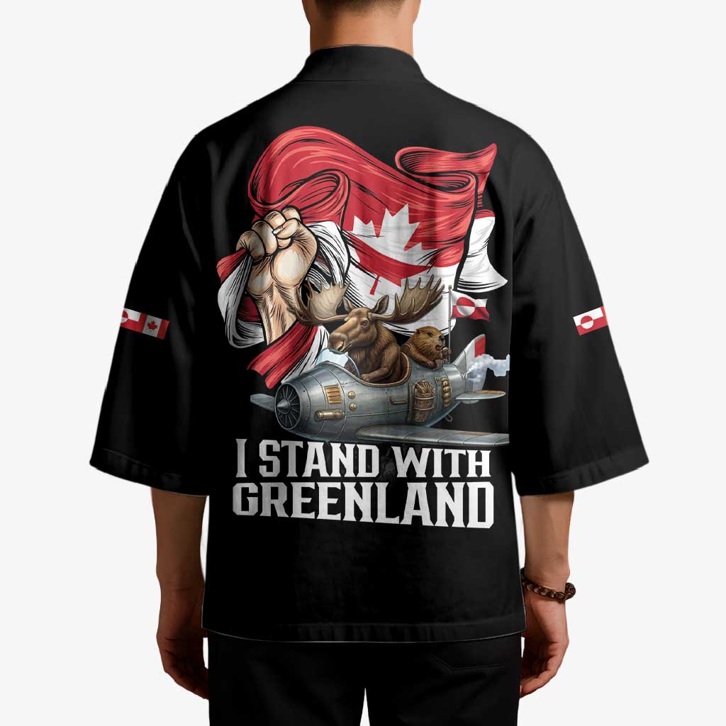 I Stand With Greenland Kimono Canadian Greenland Flag
