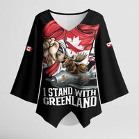 I Stand With Greenland Kimono Sleeve Blouse Canadian Greenland Flag