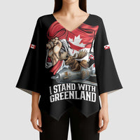 I Stand With Greenland Kimono Sleeve Blouse Canadian Greenland Flag