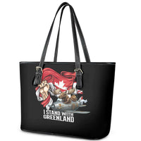 I Stand With Greenland Leather Tote Bag Canadian Greenland Flag