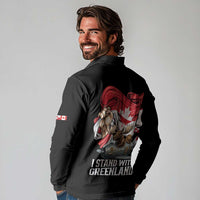I Stand With Greenland Long Sleeve Polo Shirt Canadian Greenland Flag