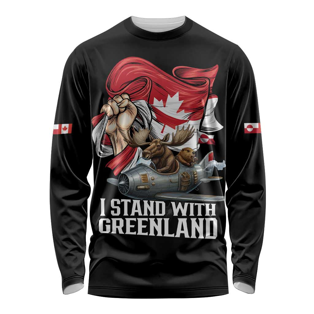 I Stand With Greenland Long Sleeve Shirt Canadian Greenland Flag
