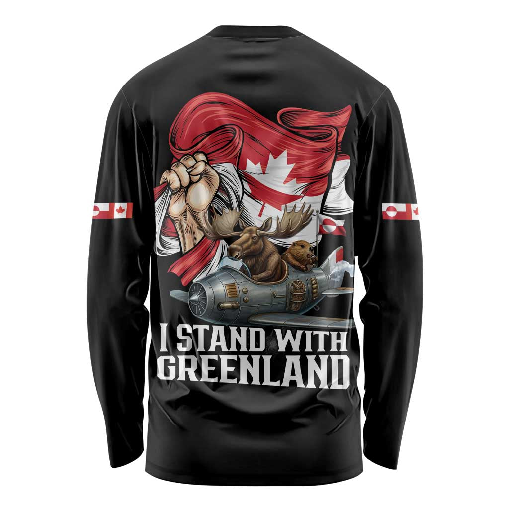 I Stand With Greenland Long Sleeve Shirt Canadian Greenland Flag