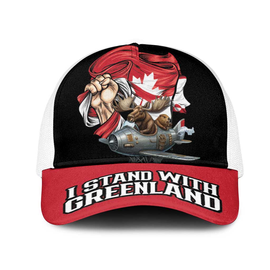 I Stand With Greenland Mesh Trucker Cap Canadian Greenland Flag