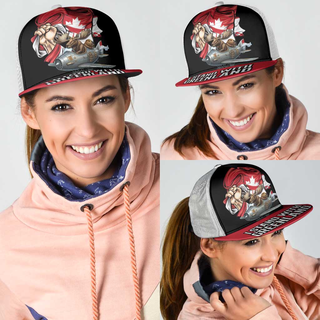 I Stand With Greenland Mesh Trucker Cap Canadian Greenland Flag