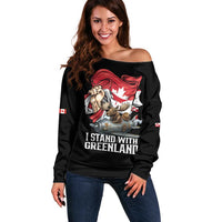 I Stand With Greenland Off Shoulder Sweater Canadian Greenland Flag