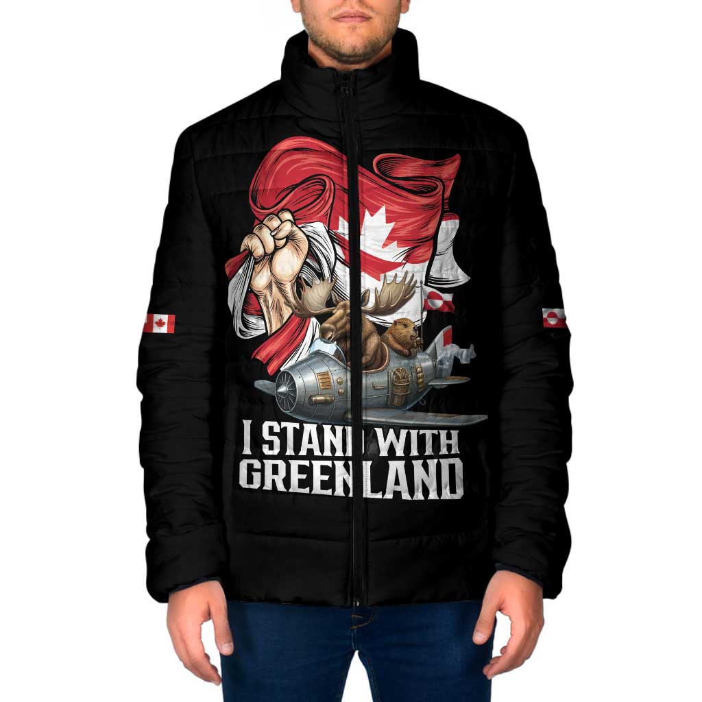 I Stand With Greenland Padded Jacket Canadian Greenland Flag