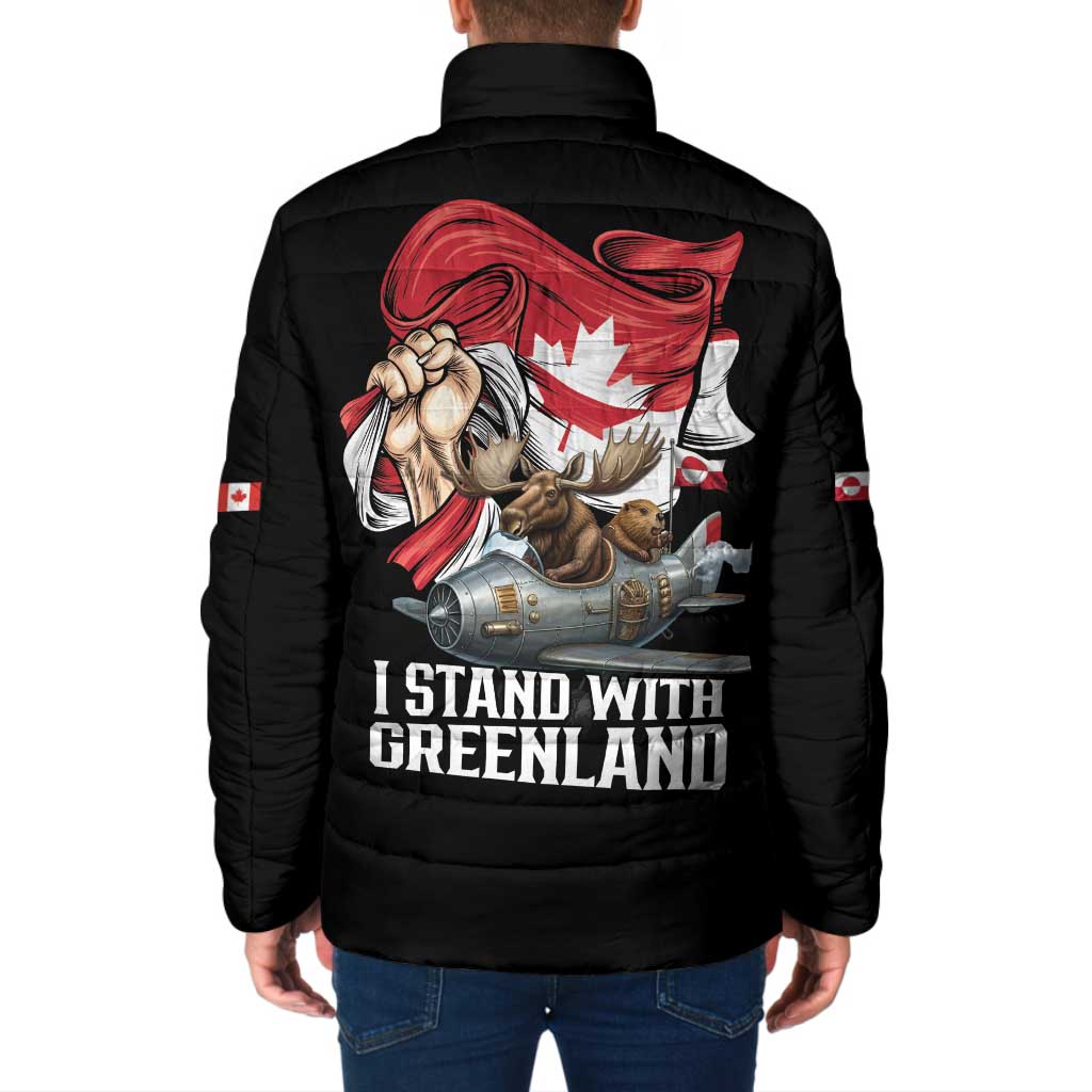 I Stand With Greenland Padded Jacket Canadian Greenland Flag