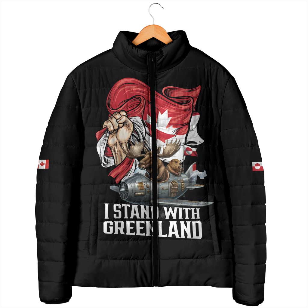 I Stand With Greenland Padded Jacket Canadian Greenland Flag