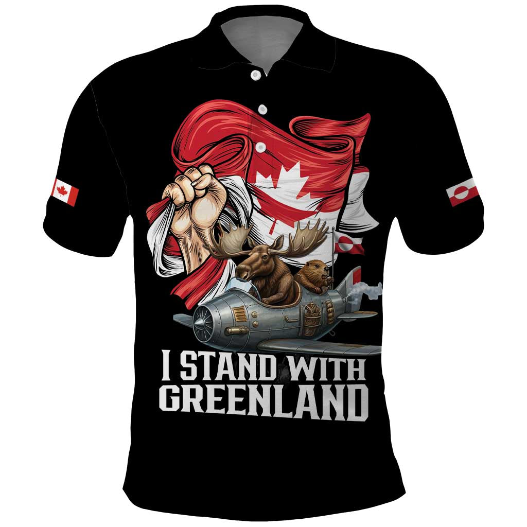 I Stand With Greenland Polo Shirt Canadian Greenland Flag
