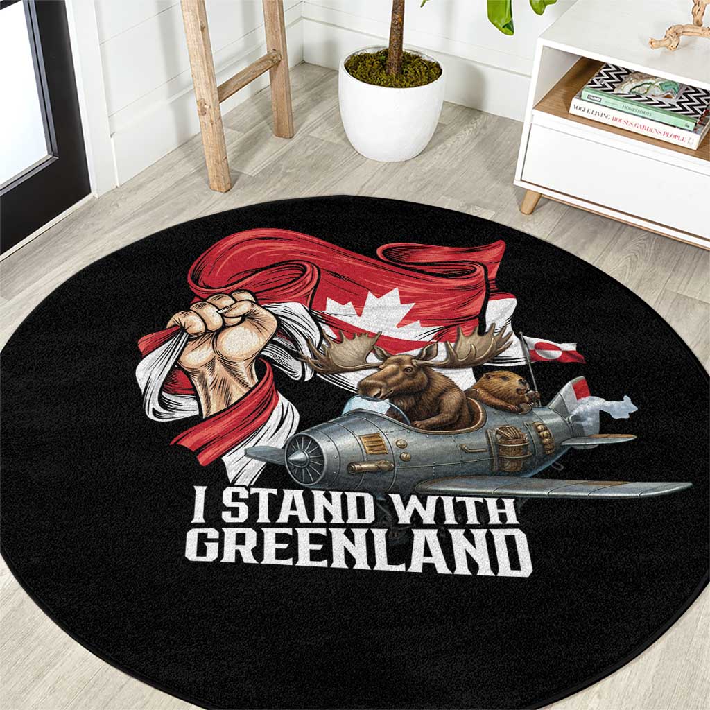I Stand With Greenland Round Carpet Canadian Greenland Flag