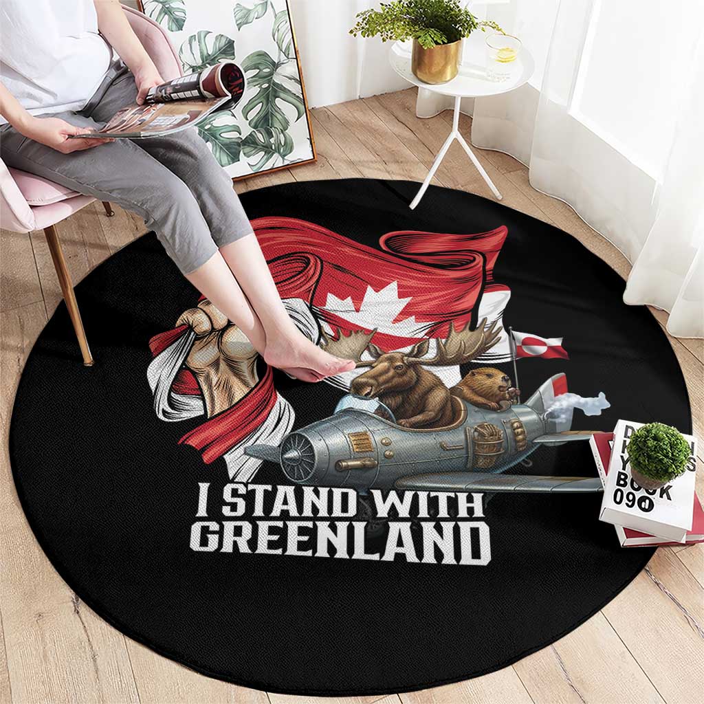 I Stand With Greenland Round Carpet Canadian Greenland Flag