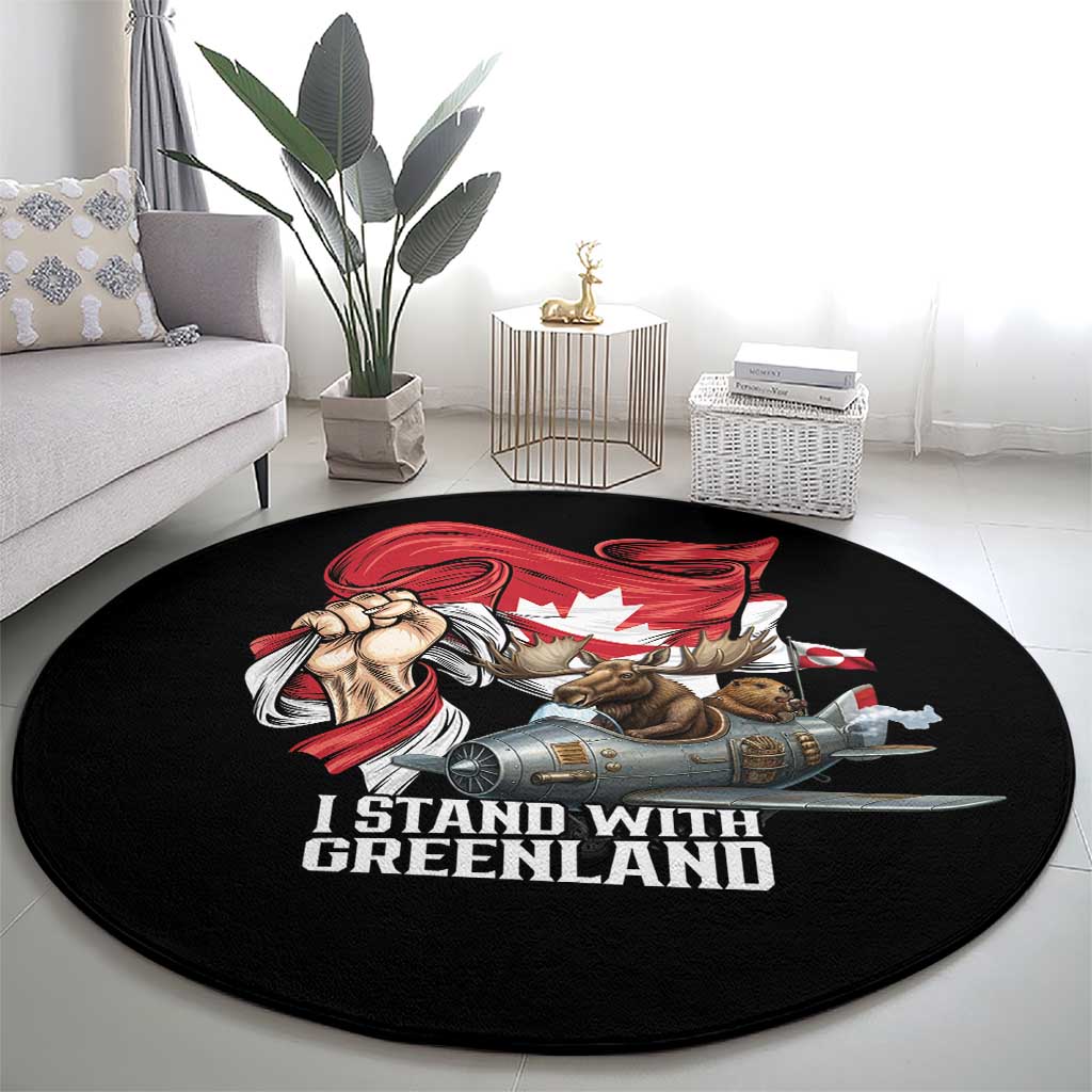 I Stand With Greenland Round Carpet Canadian Greenland Flag