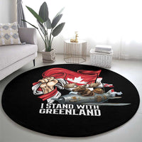 I Stand With Greenland Round Carpet Canadian Greenland Flag