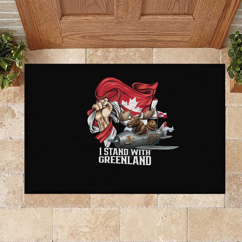 I Stand With Greenland Rubber Doormat Canadian Greenland Flag