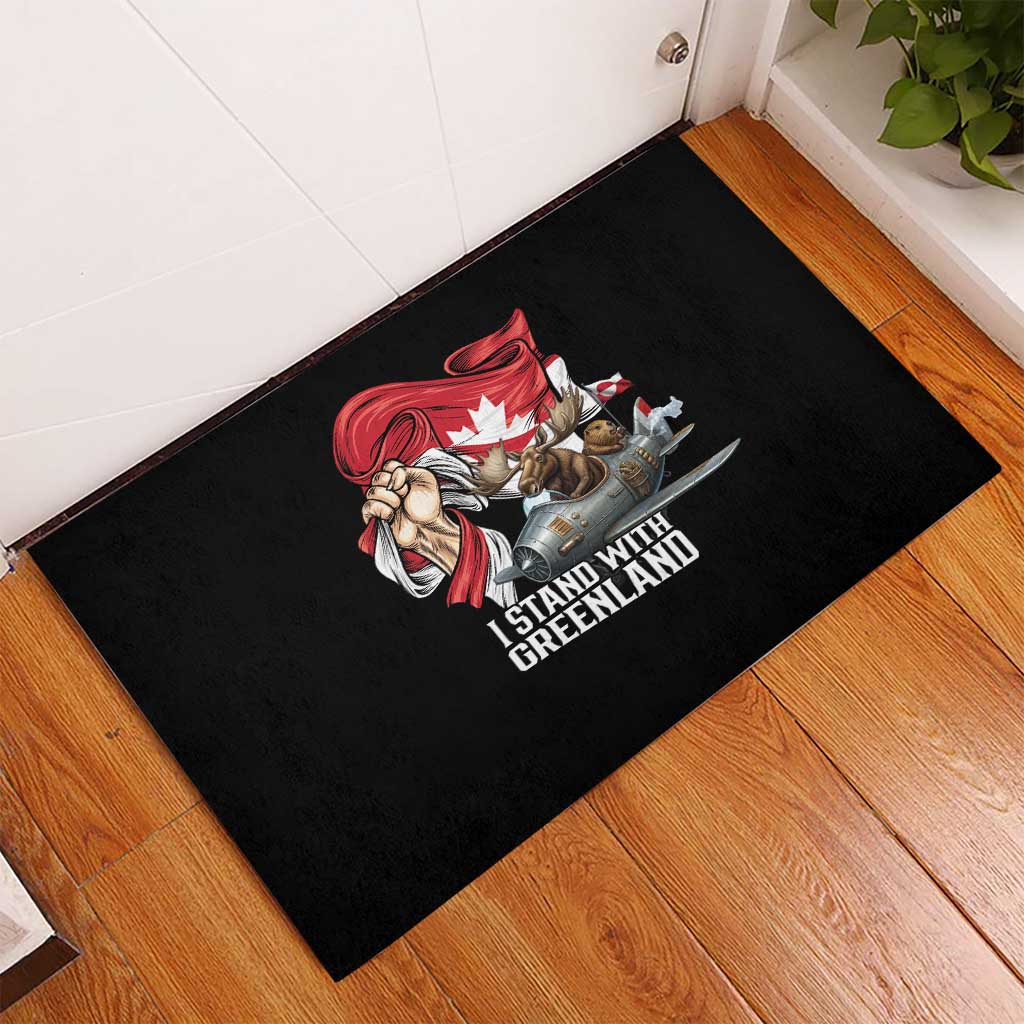 I Stand With Greenland Rubber Doormat Canadian Greenland Flag