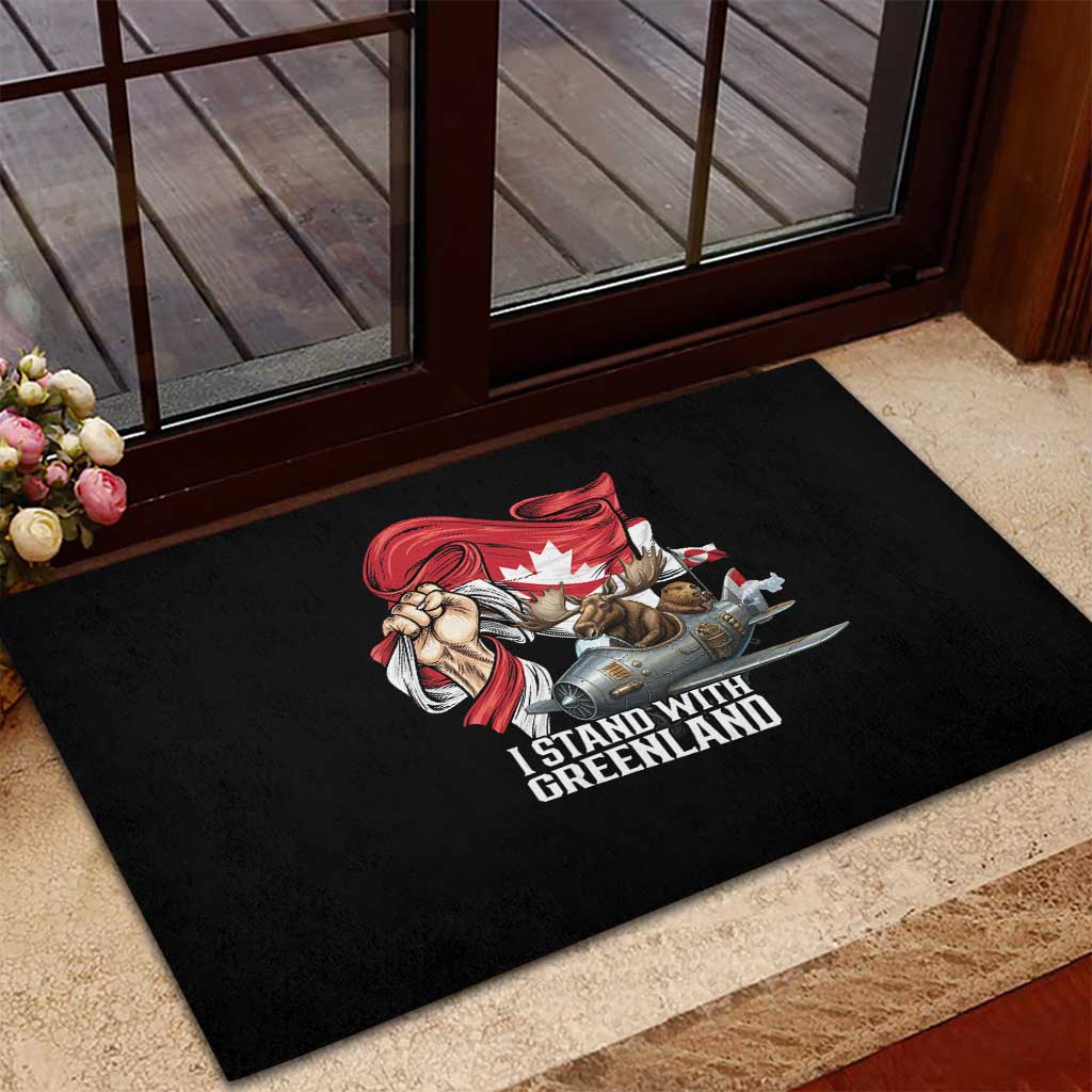 I Stand With Greenland Rubber Doormat Canadian Greenland Flag