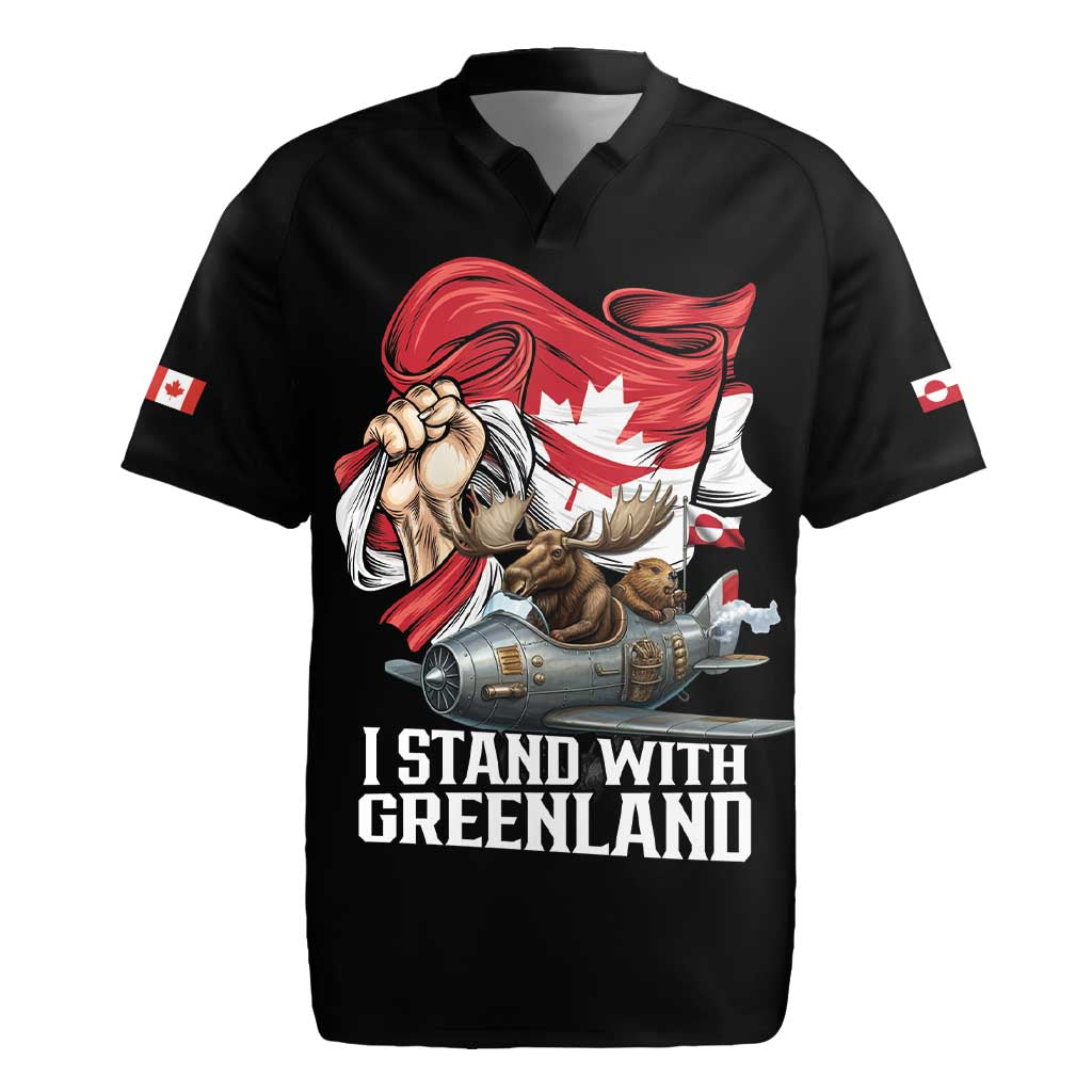 I Stand With Greenland Rugby Jersey Canadian Greenland Flag