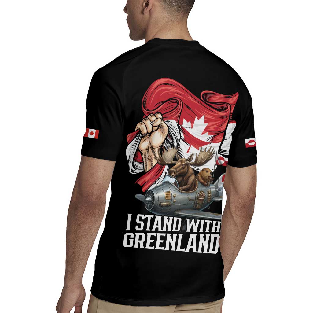 I Stand With Greenland Rugby Jersey Canadian Greenland Flag