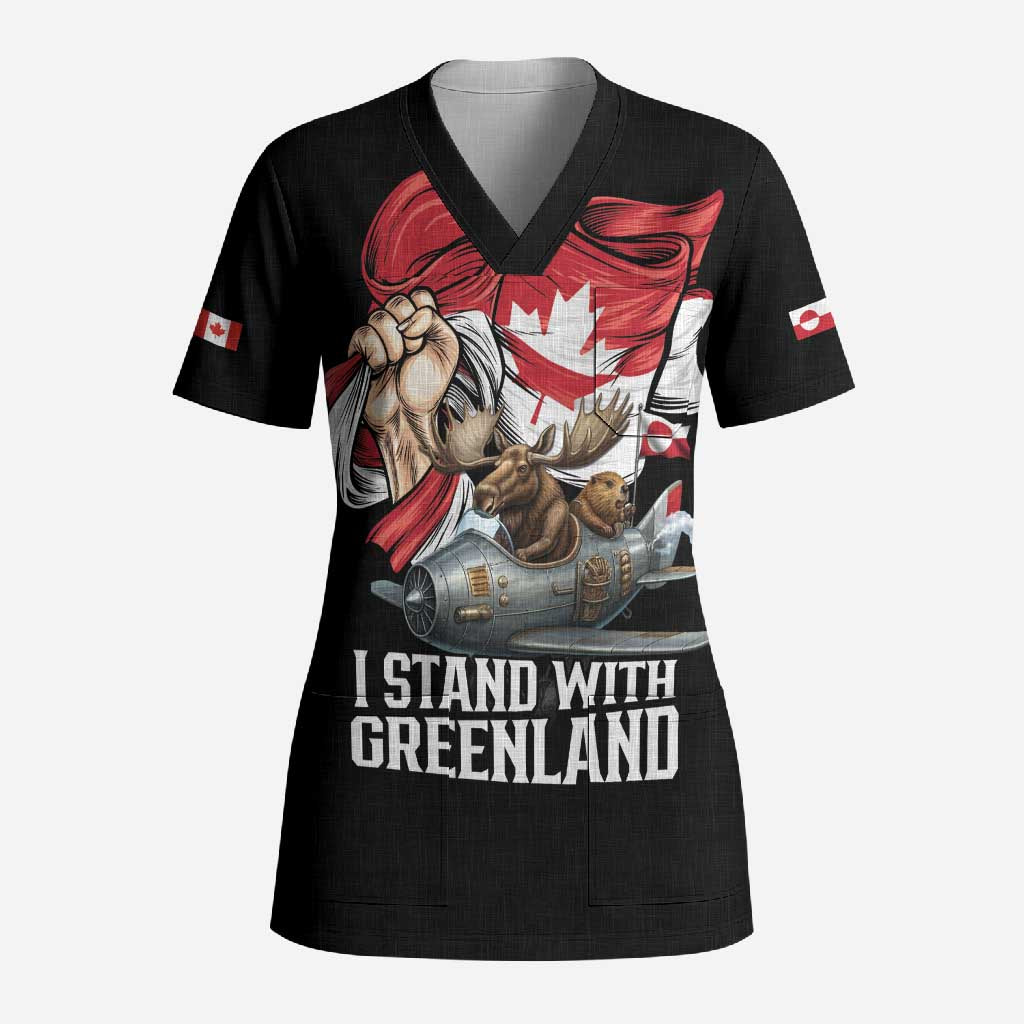 I Stand With Greenland Scrub Top Canadian Greenland Flag