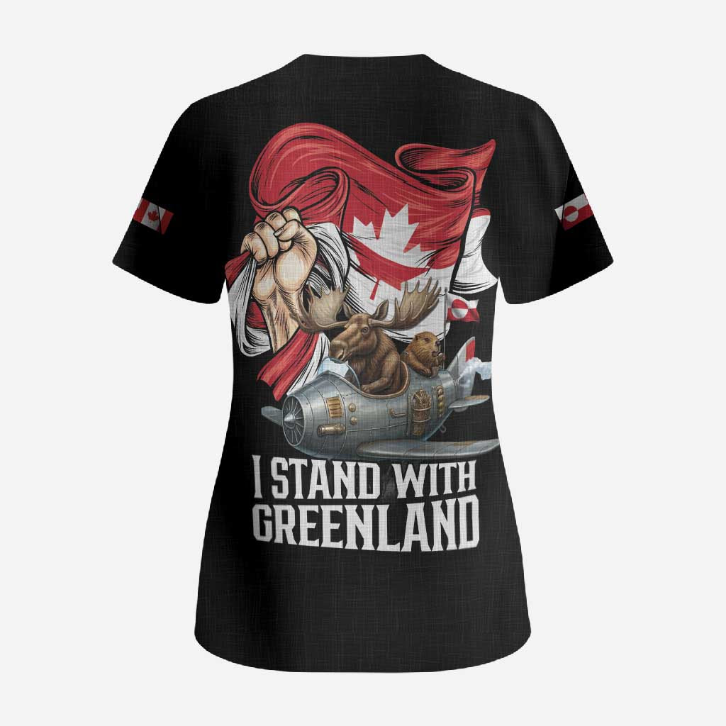 I Stand With Greenland Scrub Top Canadian Greenland Flag